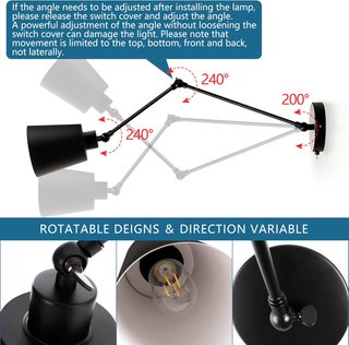 Lámpara de Pared MantoLite Brazo Oscilante Negra