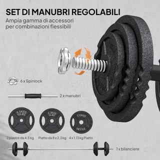 Pesi per Palestra 2 in 1 da 42 kg con 14 Dischi