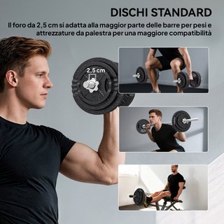 Pesi per Palestra 2 in 1 da 42 kg con 14 Dischi