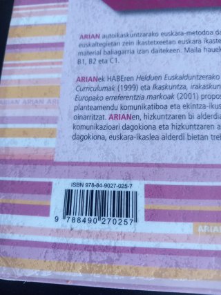 Arian A2.1 euskara ikasteko metodoa. Lan-koadernoa