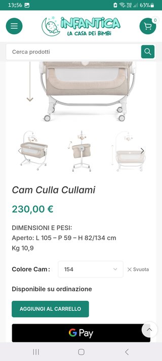 Culla CAM Cullami beige, anno 2022, con accessori