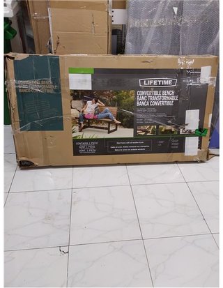 LIFETIME 60054 - Banco jardín - respaldo abatible - Banco convertible en mesa - medidas 141x36x48 cm - Polietileno de alta densidad -