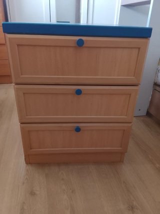 Velador madera color azul, beige