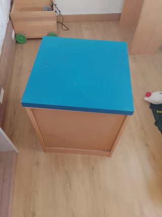 Velador madera color azul, beige