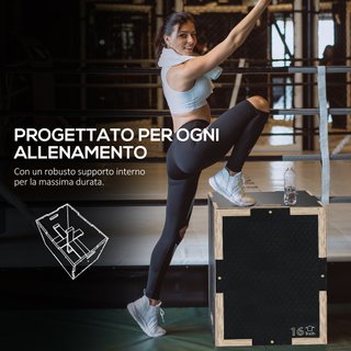 Box Jump Pliometrico 3 Altezze Legno Antiscivolo