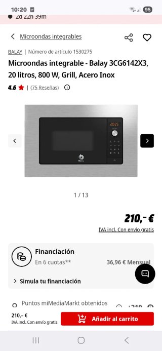 Microondas Balay Integrable