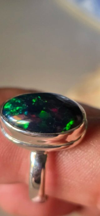 Magnifico opalo negro australiano anillo talla 17