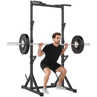 Squat Rack Regolabile con Doppio Supporto Nero