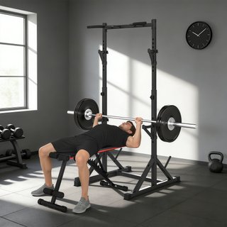 Squat Rack Regolabile con Doppio Supporto Nero