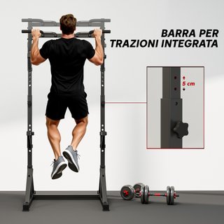 Squat Rack Regolabile con Doppio Supporto Nero
