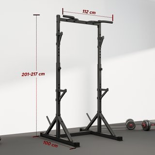 Squat Rack Regolabile con Doppio Supporto Nero