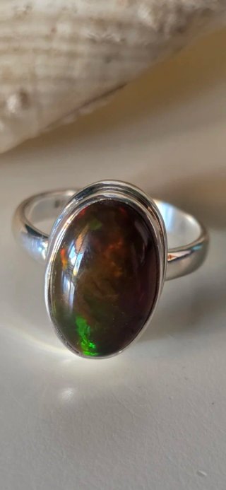 Magnífico anillo opalo negro australiano talla 17
