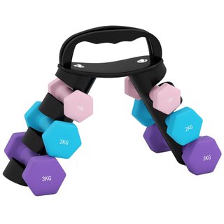 Set 6 Manubri Pesi 2x1kg 2x2kg 2x3kg con Supporto