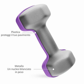 Set 6 Manubri Pesi 2x1kg 2x2kg 2x3kg con Supporto