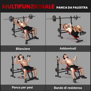 Panca con Rack Pesi Schienale e Sedile Regolabili