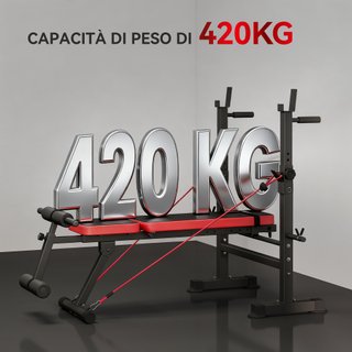 Panca con Rack Pesi Schienale e Sedile Regolabili