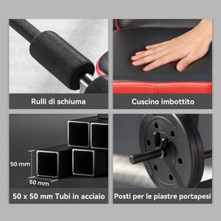 Panca con Rack Pesi Schienale e Sedile Regolabili