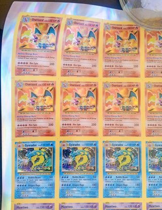 Lámina Pokémon sin cortar - Charizard, Mewtwo, Mac