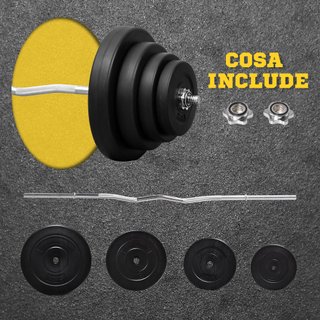 Set Bilanciere Dischi 70kg Impugnatura Antiscivolo