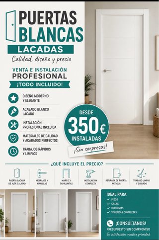 Puertas de paso lacadas blancas