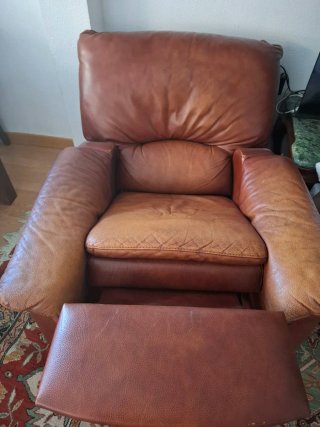 Sofá Reclinable de Piel Marrón