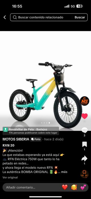 Bicicleta Eléctrica RFN RXN 20 750W