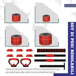 Set Pesi 4 in 1 da 30kg Convertibile in Kettlebell