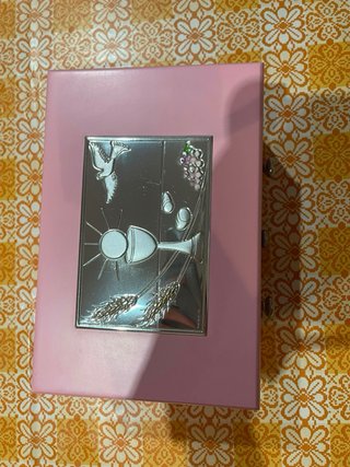 Joyero rosa comunión con espejo