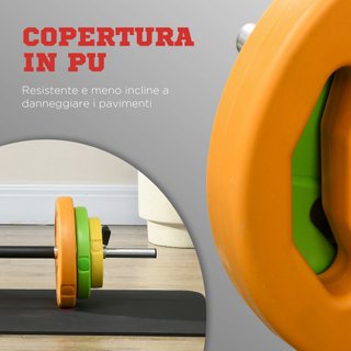 Set Bilanciere Dischi da 20 kg totali Antiscivolo