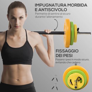 Set Bilanciere Dischi da 20 kg totali Antiscivolo