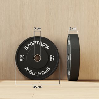Set 2 Dischi Pesi da 20kg in Gomma con Foro Nero