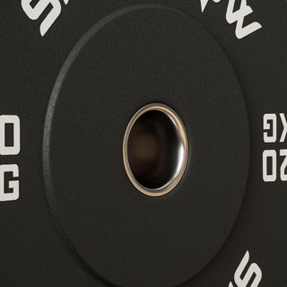 Set 2 Dischi Pesi da 20kg in Gomma con Foro Nero