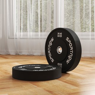 Set 2 Dischi Pesi da 20kg in Gomma con Foro Nero