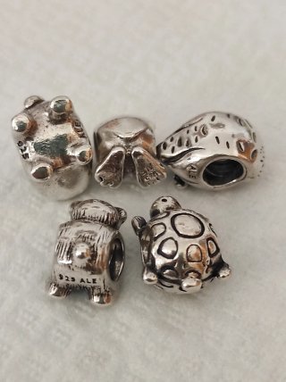 Lote 5 charms Pandora ORIGINALES plata animales