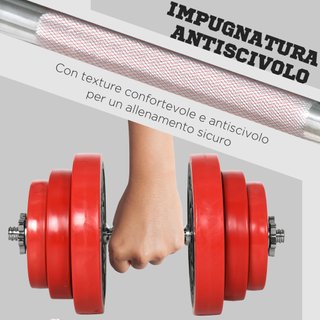 Set Manubri Palestra Pesi da 40kg rivestiti Gomma