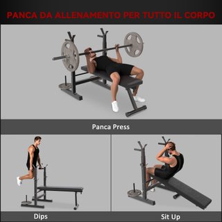 Panca Pesi Pieghevole con 8 Altezze Regolabili