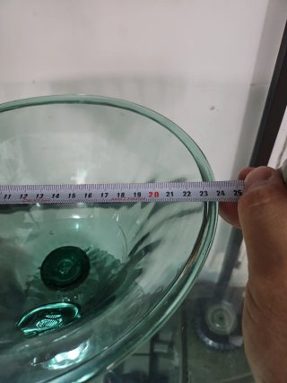 Centro de mesa/frutero de cristal verde