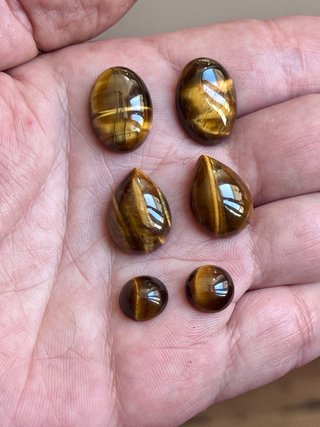 Lotto 6 cabochon occhio di tigre naturale