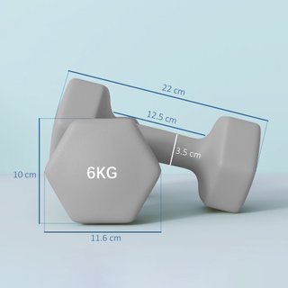 Set 2 Manubri Esagonali da 2x6 kg Metallo Grigio