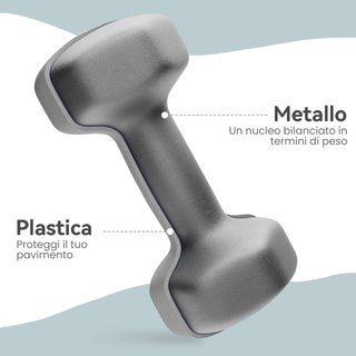Set 2 Manubri Esagonali da 2x6 kg Metallo Grigio