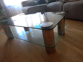 Mesa de centro cristal y metal