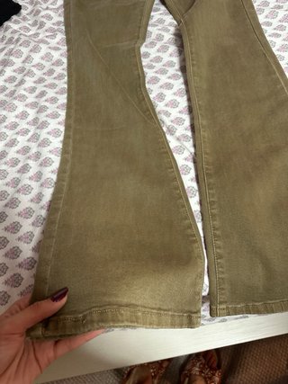 Pantalón campana vaquero beige caqui M