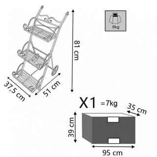 Portapiante 3 Ripiani Etagere Bianco in Metallo