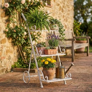 Portapiante 3 Ripiani Etagere Bianco in Metallo