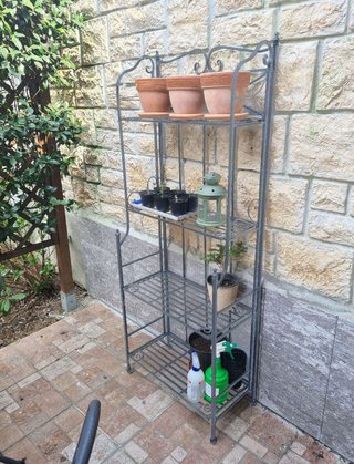 Scaffale Etagere Portapiante Ferro Bianco Anticato