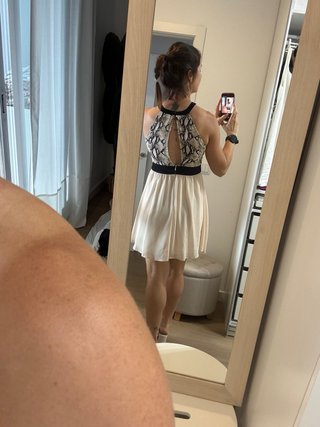 Vestido Beige y Negro
