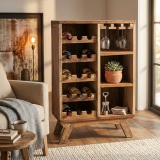 Cantinetta Vino in Legno 12 Bottiglie 8 Ripiani