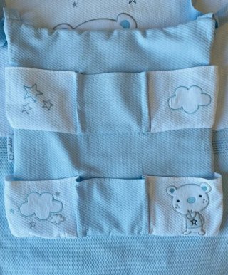 Conjunto Cuna Oso y Nubes Azul