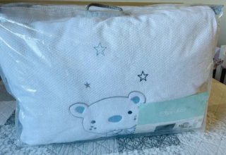Conjunto Cuna Oso y Nubes Azul