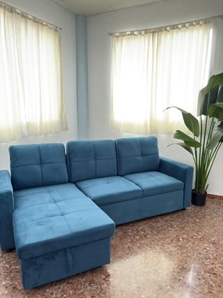 Sofá Cama Azul con Arcón Nuevo